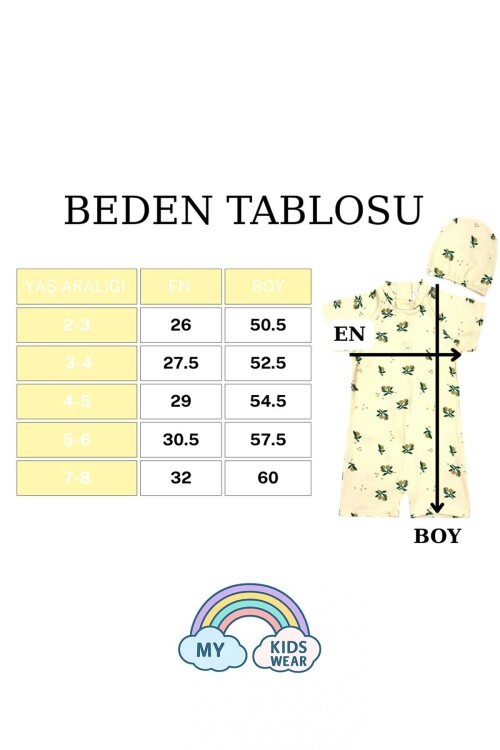 Boneli ,Pervaz Fermuarlı ,Güneş Korumalı Erkek Çocuk Tulum Mayo