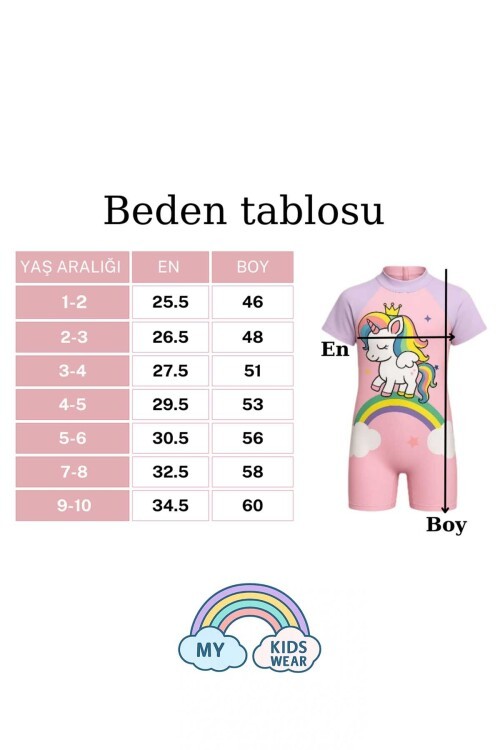 Dalgıç Kumaş Gizli Fermuarlı Boneli Karakter Desenli Kız Çocuk Mayo