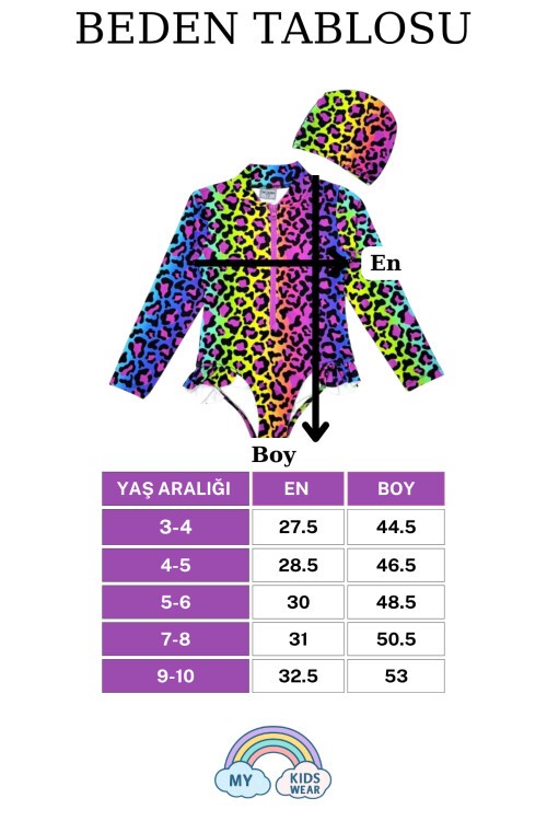 Fırfır Detaylı Leopar Desen Boneli Kız Çocuk Mayo