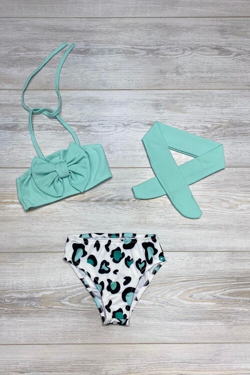 Fiyonk Detaylı Bandanalı Üç Parça Bikini Takım Mayo