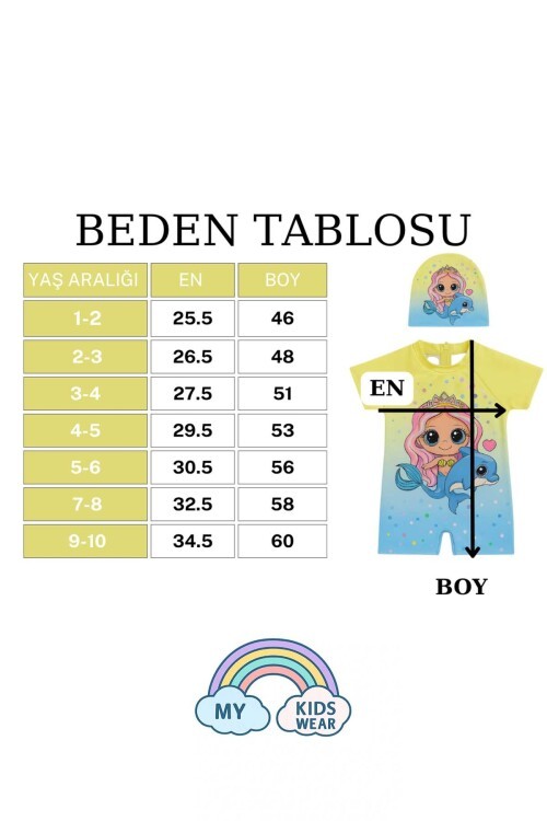 Kız Çocuk Dalgıç Kumaş Gizli Fermuarlı Boneli Mayo Takımı 3-10 Yaş 11933
