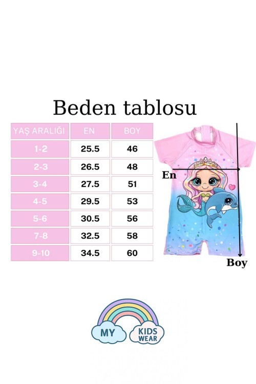 Kız Çocuk Dalgıç Kumaş Gizli Fermuarlı Boneli Mayo Takımı 3-10 Yaş 11206