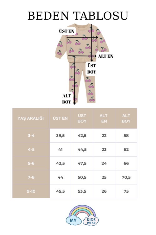 Kız Çocuk Desenli İkili Takım (Sweatshirt + Tayt) 2-8 Yaş 12072