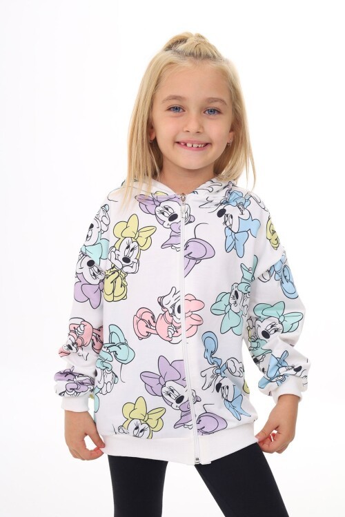 Kız Çocuk Disney Minnie Mouse Kapşonlu Pamuklu Ceket