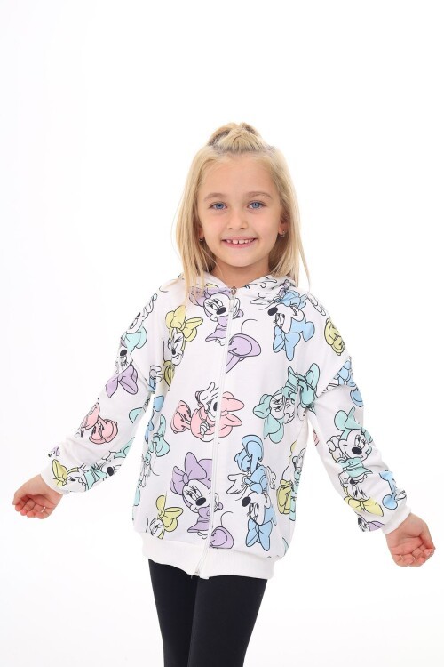Kız Çocuk Disney Minnie Mouse Kapşonlu Pamuklu Ceket