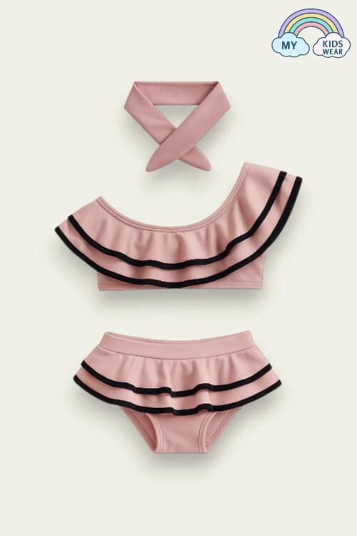 Kız Çocuk Fırfırlı Ikili Bikini Takım