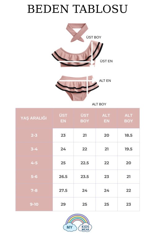 Kız Çocuk Fırfırlı Ikili Bikini Takım