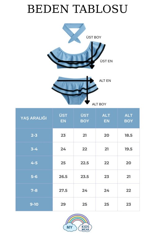 Kız Çocuk Fırfırlı Ikili Bikini Takım