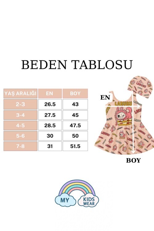 Kız Çocuk Labubu Desenli Mayo Takımı 11970