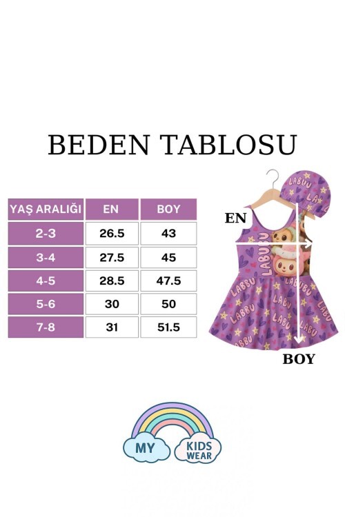Kız Çocuk Labubu Desenli Mayo Takımı 11971