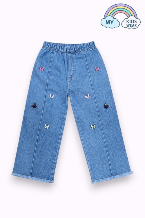 Kız Çocuk Rahat Kesim Kot Pantolon- Açık Mavi 2-6 Yaş 12426