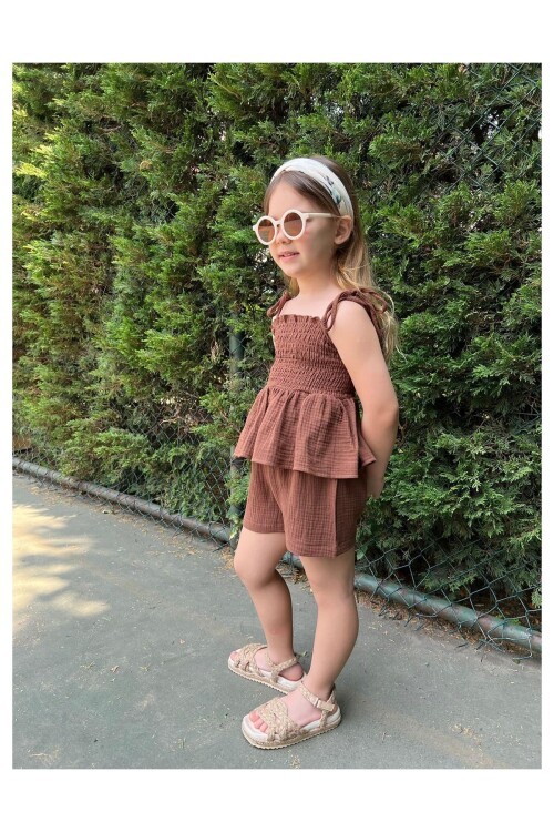 Müslin Kumaş Şortlu Kız Çocuk Takım