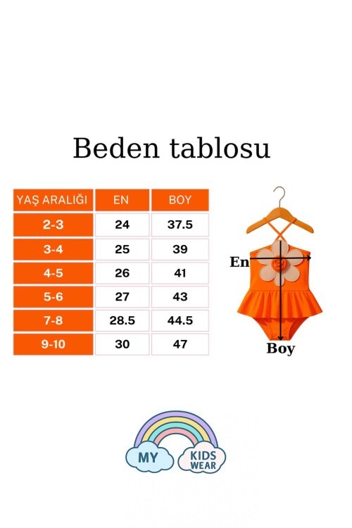 Papatya Detaylı Kız Çocuk Mayo