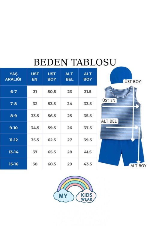 Üç Parça Kız Çocuk Kısa Şortlu Mayo