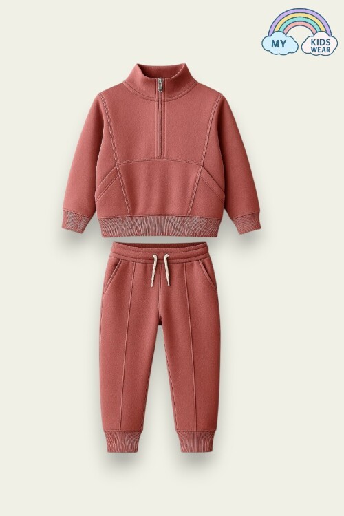 Unisex Çocuk Fermuarlı Şeritli Eşofman Takımı 3-10 Yaş 12115