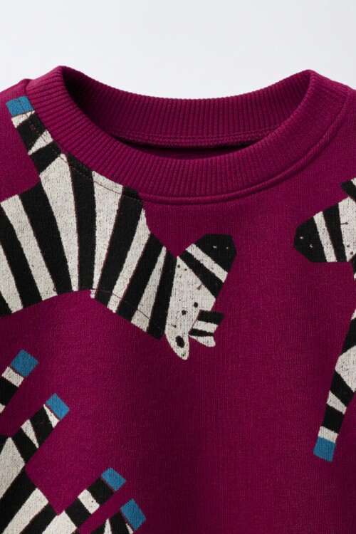 Erkek Çocuk Zebra Figürlü 3 İplik Şardonsuz  % 100 Pamuk Eşofman Takımı 2-8 Yaş 12322