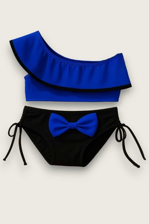 Yarım Kol Fiyonklu Arkadan Bağlamalı Çocuk Bikini Takım