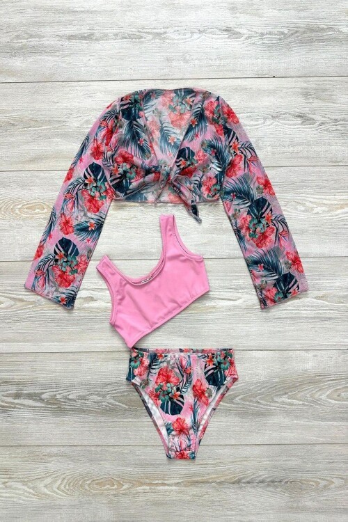 Yeni Sezon Kız Çocuk Bolerolu Bikini 3lü Takım