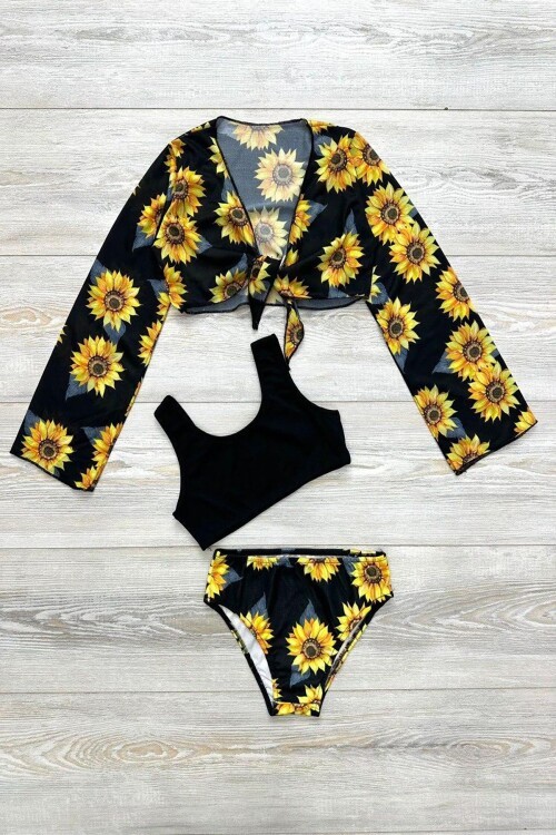 Yeni Sezon Kız Çocuk Bolerolu Bikini 3lü Takım