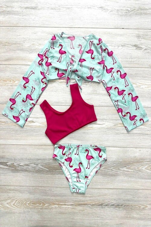 Yeni Sezon Kız Çocuk Bolerolu Bikini 3lü Takım