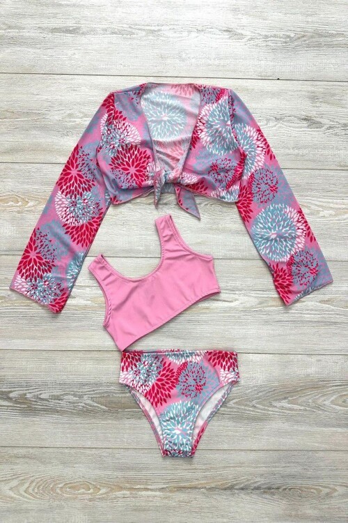 Yeni Sezon Kız Çocuk Bolerolu Bikini 3lü Takım