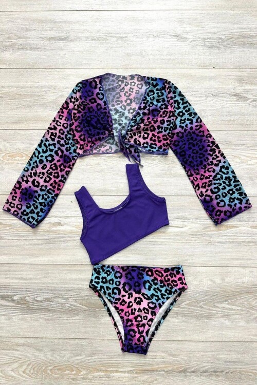 Yeni Sezon Kız Çocuk Bolerolu Bikini 3lü Takım