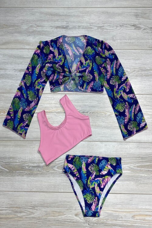 Yeni Sezon Kız Çocuk Bolerolu Bikini 3lü Takım