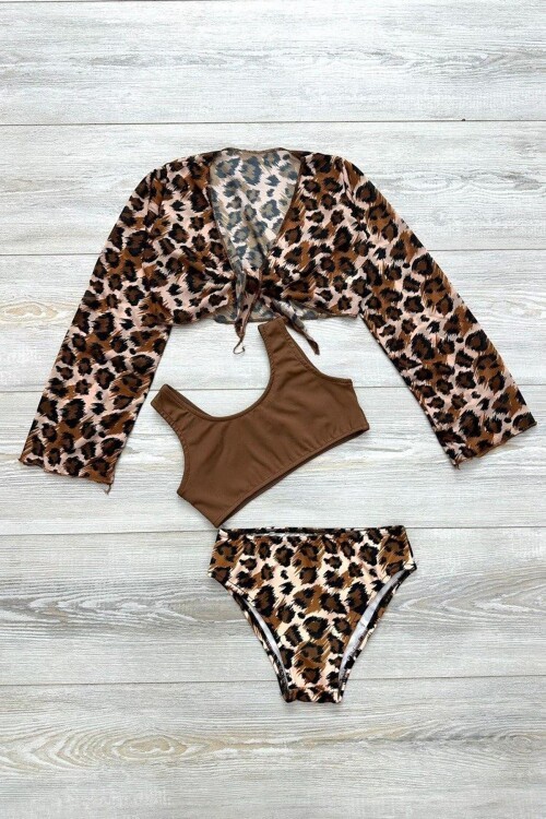 Yeni Sezon Kız Çocuk Bolerolu Bikini 3lü Takım