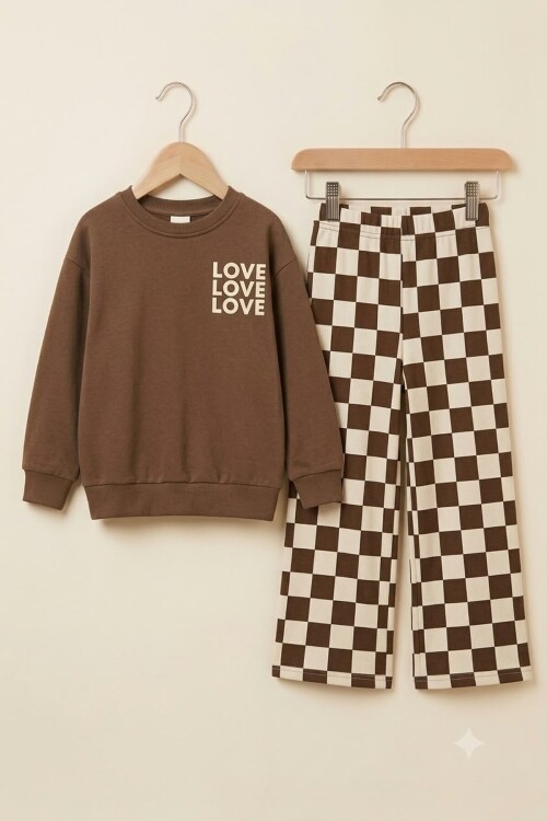 %100 Pamuklu Sweatshirt Desenli 2li Erkek Bebek&Çocuk Takımı