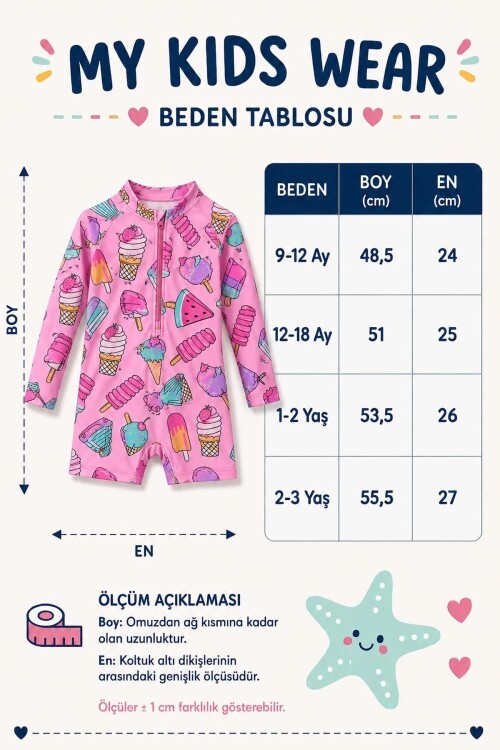 Çocuk Uzun Kollu Fermuarlı Mayo – Rahat ve Konforlu Yüzme Tulum 12894