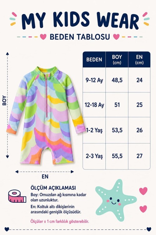 Çocuk Uzun Kollu Fermuarlı Mayo – Rahat ve Konforlu Yüzme Tulum 12900