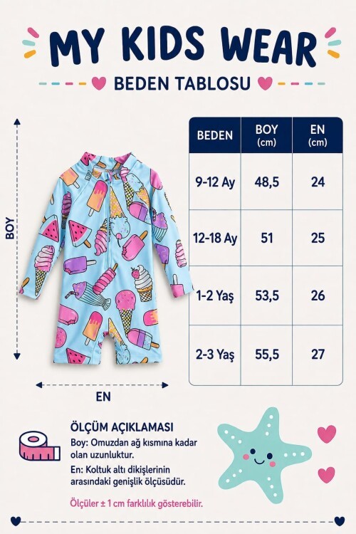 Çocuk Uzun Kollu Fermuarlı Mayo – Rahat ve Konforlu Yüzme Tulum 12907