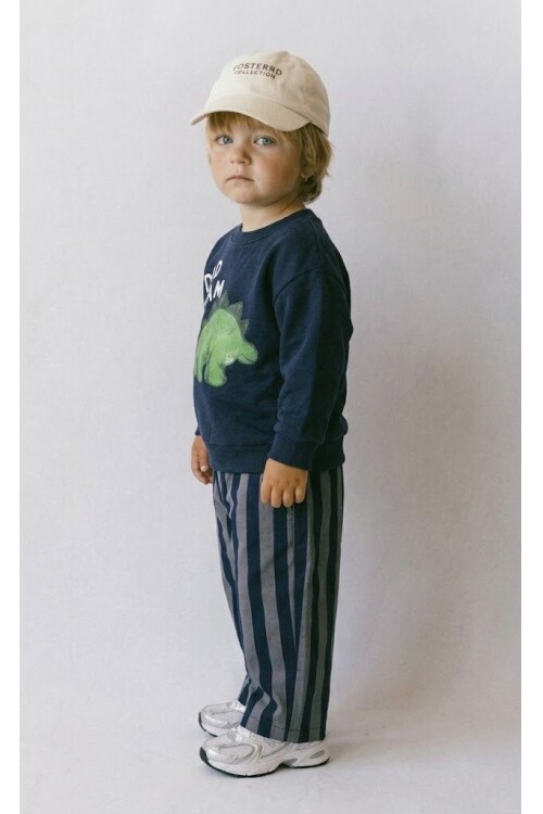 Erkek Çocuk Baskılı  Kışlık Sweatshirt ve Çizgili Pantolon Takım