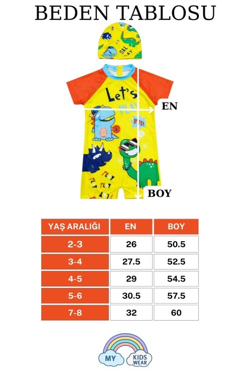 Erkek Çocuk Boneli Fermuarlı Çocuk Plaj Mayosu 2-8 Yaş 12553