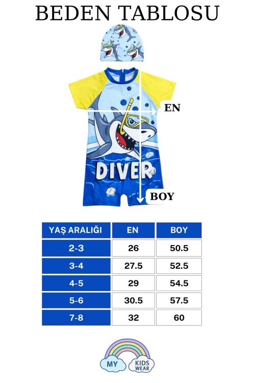 Erkek Çocuk Boneli Fermuarlı Çocuk Plaj Mayosu 2-8 Yaş 12554