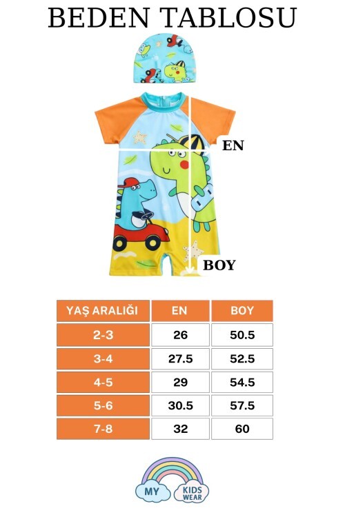 Erkek Çocuk Boneli Fermuarlı Çocuk Plaj Mayosu 2-8 Yaş 12556