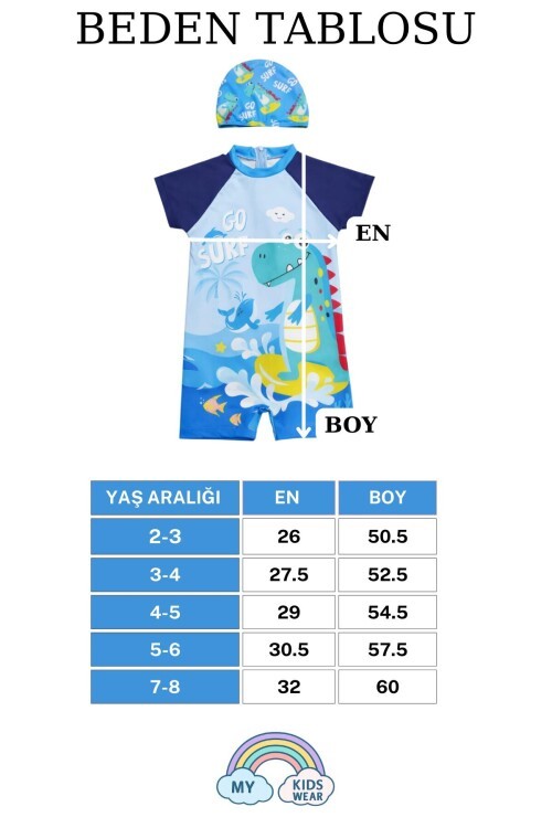 Erkek Çocuk Deniz Kombini 2’lİ Set – Mayo, Havlu ve Bone 12750