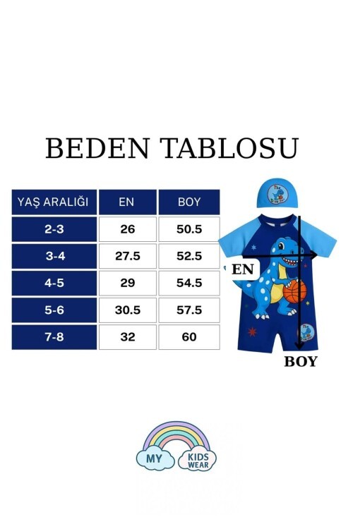 Erkek Çocuk Deniz Kombini 2’li Set – Mayo, Havlu ve Bone 12575