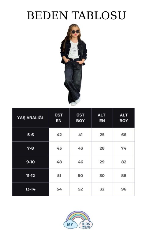Kız Çocuk Bayramlık Siyah Kot Ceket & Pantolon Takımı – Taşlı (3’lü) 12484