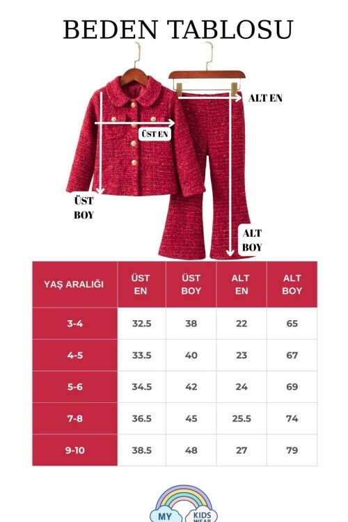 Kız Çocuk Bayramlık Tüvit Ceket & İspanyol Paça Pantolon Takım 12634