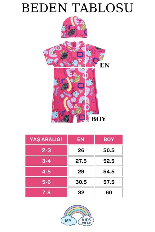 Kız Çocuk Boneli Fermuarlı Plaj Mayosu 2-8 Yaş 12558