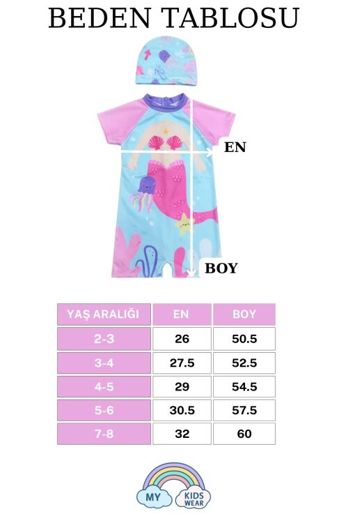 Kız Çocuk Boneli Fermuarlı Plaj Mayosu 2-8 Yaş 12560