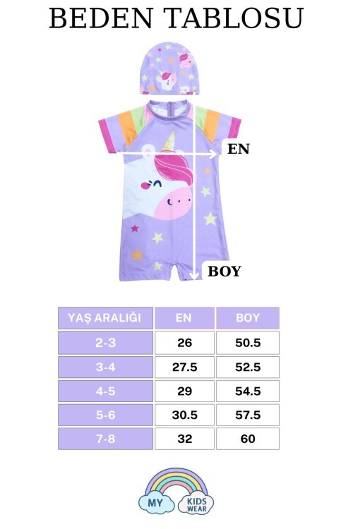 Kız Çocuk Boneli Fermuarlı Plaj Mayosu 2-8 Yaş 12562