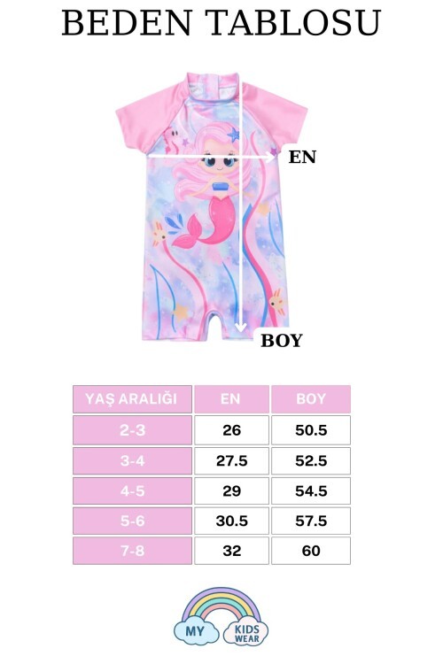 Kız Çocuk Deniz Kombini 2’li Set – Mayo, Havlu ve Bone 12580