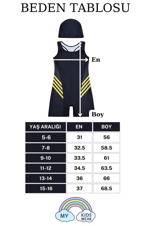 Kız Çocuk Deniz Yüzücü Mayoları 5-16 Yaş 12629