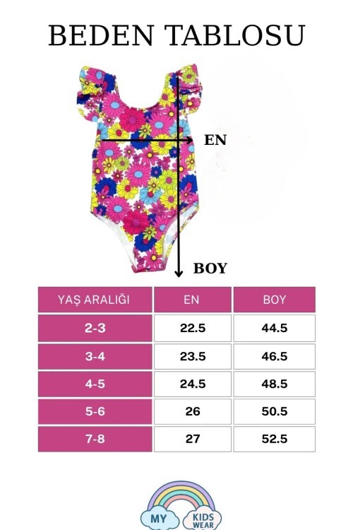 Kız Çocuk Fırfır Detaylı Şık Tasarım Çapraz Askılı Mayo 12726