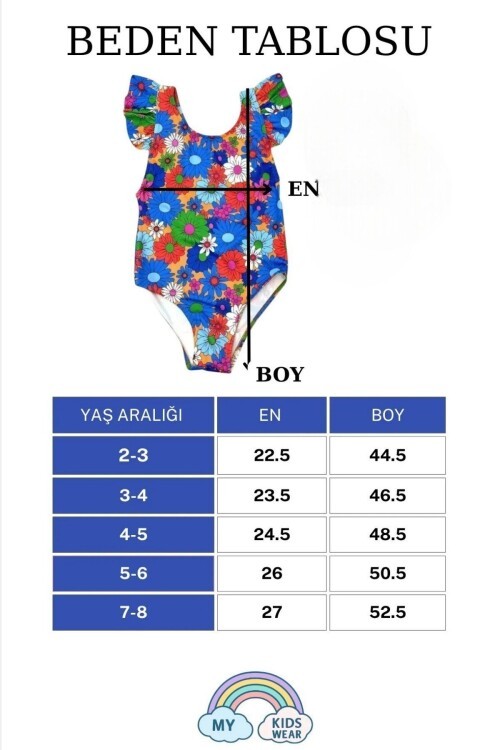 Kız Çocuk Fırfır Detaylı Şık Tasarım Çapraz Askılı Mayo 12735