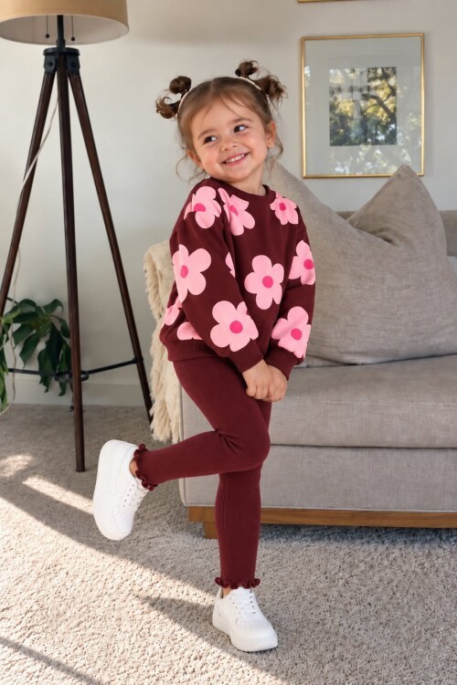 Kız Çocuk Günlük Giyim 2li Takım Sweatshirt