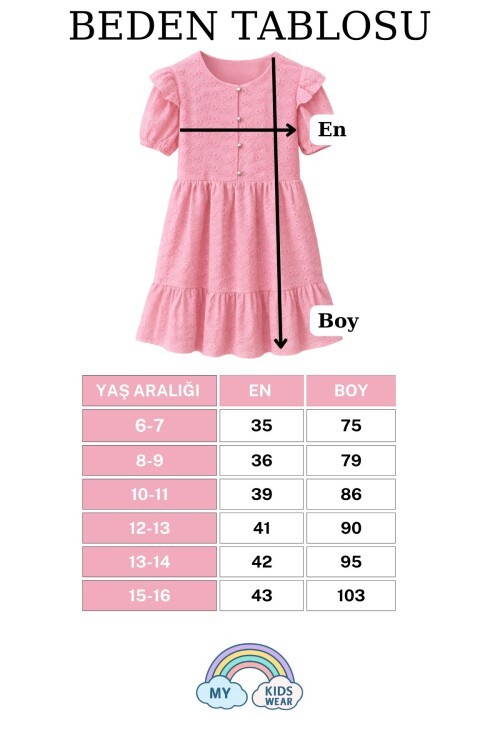 Kız Çocuk Pembe Fisto Kumaş Düğmeli Yazlık Elbise 12528
