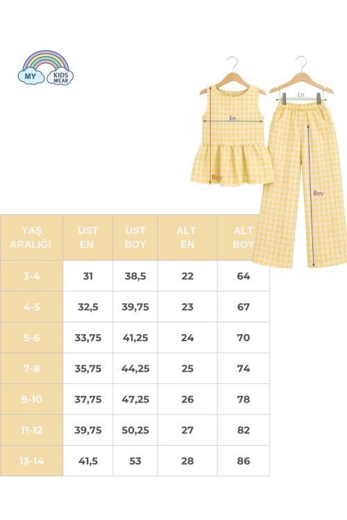 Kız Çocuk Pötikareli Peplum Bluz ve Pantolon Takımı 12690